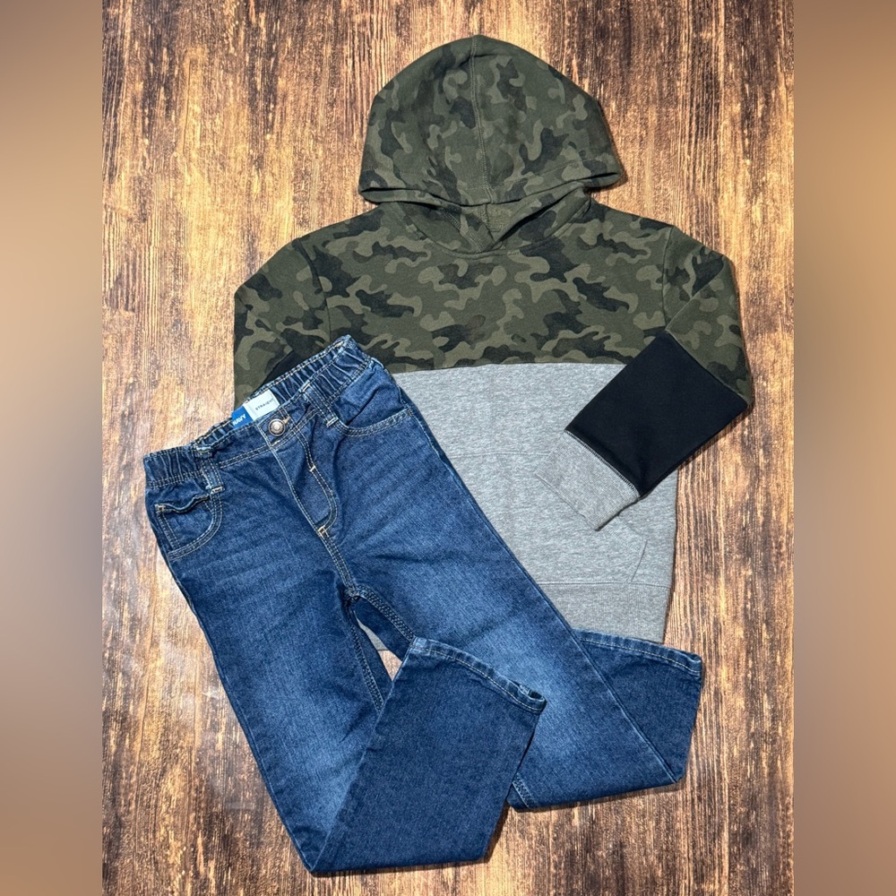 Jumping Beans Camouflage Soft Fleece Hoodie And Jeans Set